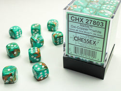 Chessex: D6 Marble Dice sets- 12mm (ONLINE ORDER ONLY)