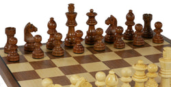 Chess Set - 2.75" Sheesham/Boxwood German Knight on Walnut & Maple Veneer Board (ONLINE ORDER ONLY)