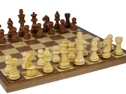 Chess Set - 2.75" Sheesham/Boxwood German Knight on Walnut & Maple Veneer Board (ONLINE ORDER ONLY)