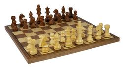 Chess Set - 2.75" Sheesham/Boxwood German Knight on Walnut & Maple Veneer Board (ONLINE ORDER ONLY)