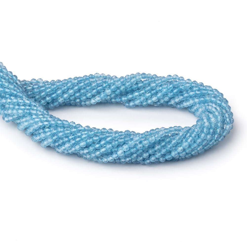2.7mm Aquamarine Micro Faceted Rounds 12.5 inch 118 Beads (ONLINE ORDER ONLY)