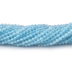 2.7mm Light Aquamarine Micro Faceted Rounds 12.5 inch 118 Beads
