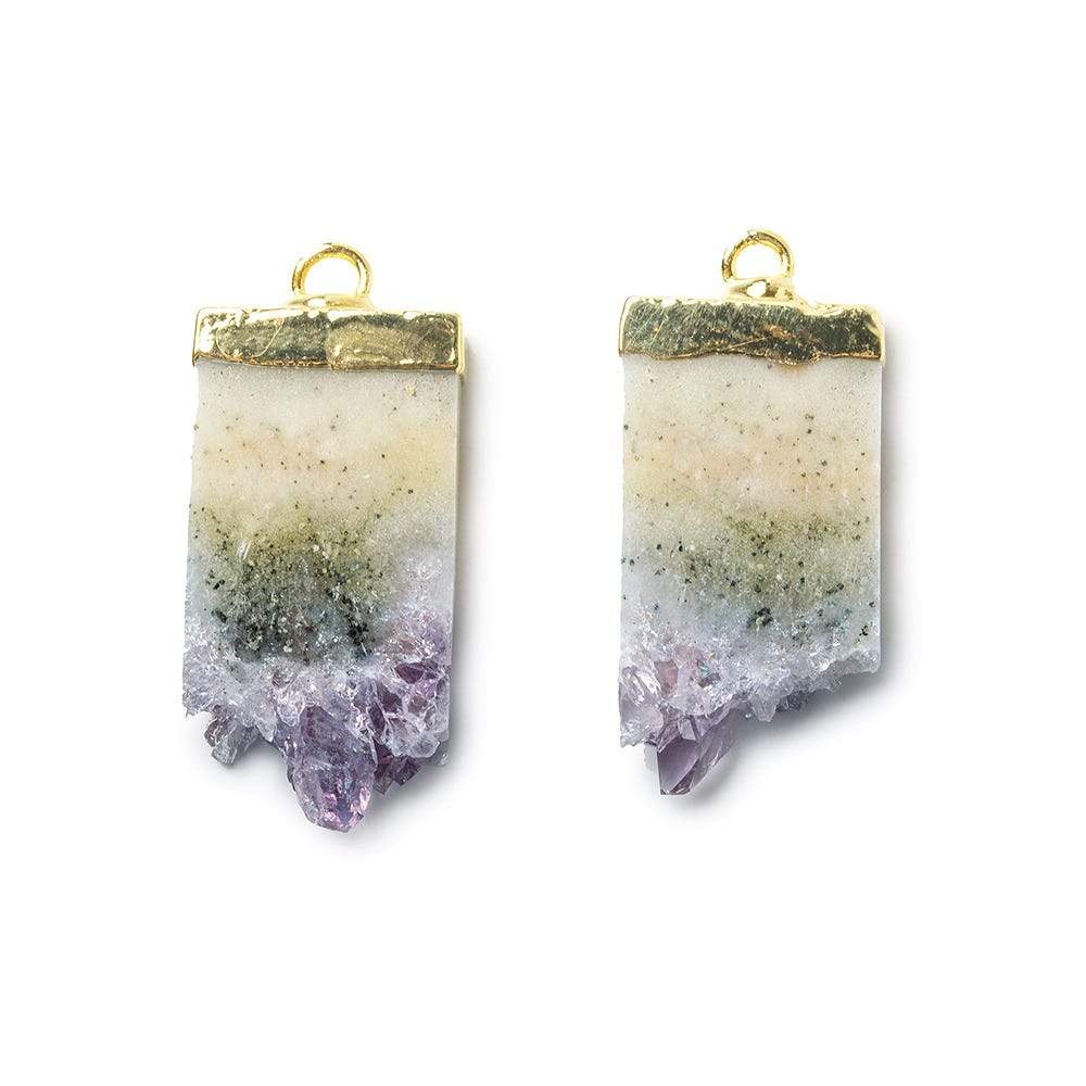 27x13mm 22kt Gold Leafed Bolivian Amethyst Slice Pendant Set of 2 (ONLINE ORDER ONLY)