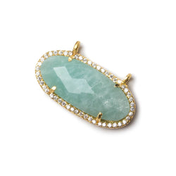 27x13mm Vermeil Bezeled CZ & Amazonite Oval East West Connector 1 pc (ONLINE ORDER ONLY)