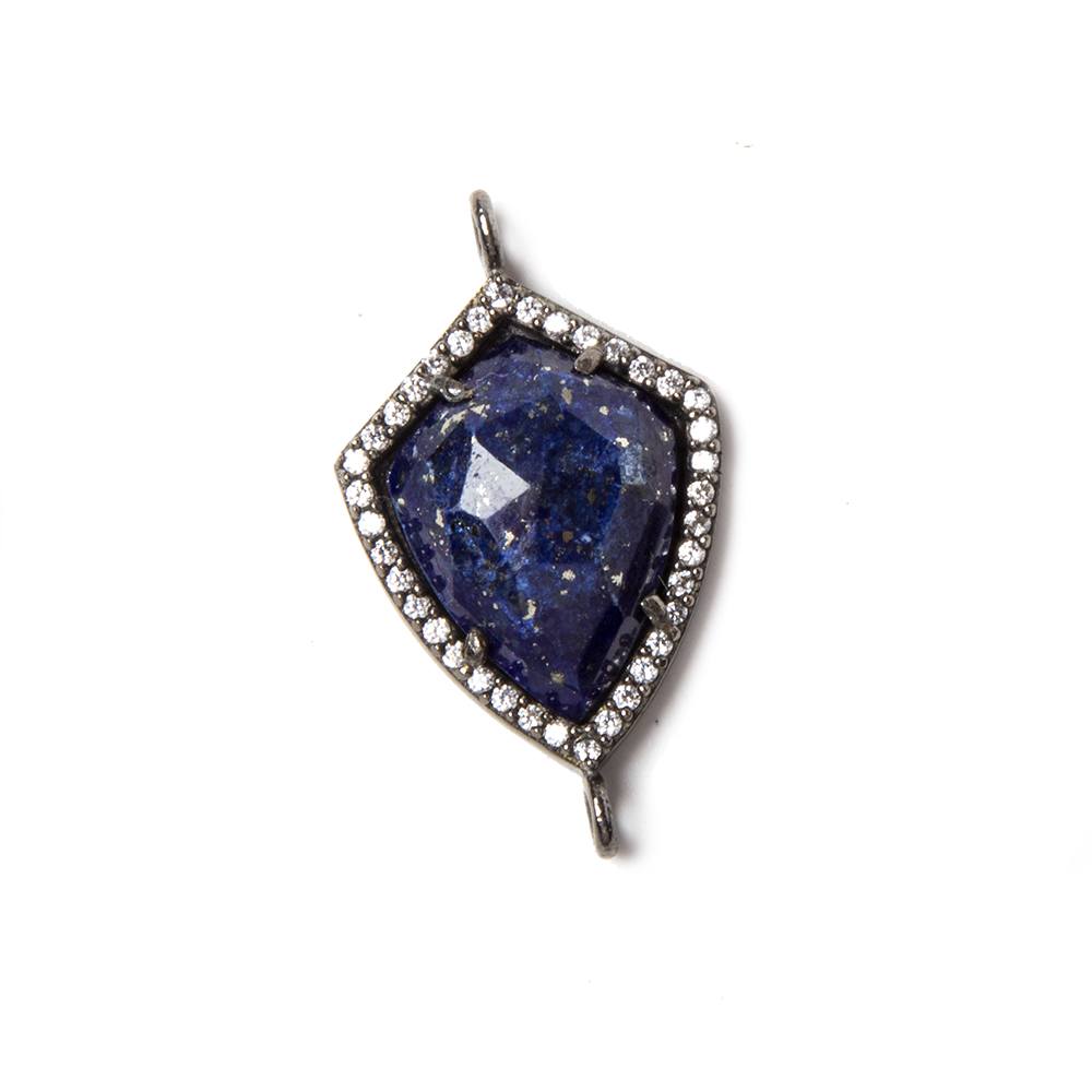27x15mm Black Gold Bezeled CZ & Lapis Lazuli shield Connector 1 pc (ONLINE ORDER ONLY)