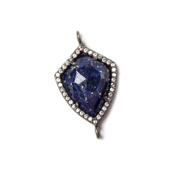 27x15mm Black Gold Bezeled CZ & Lapis Lazuli shield Connector 1 pc (ONLINE ORDER ONLY)