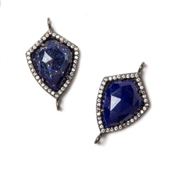 27x15mm Black Gold Bezeled CZ & Lapis Lazuli shield Connector 1 pc (ONLINE ORDER ONLY)