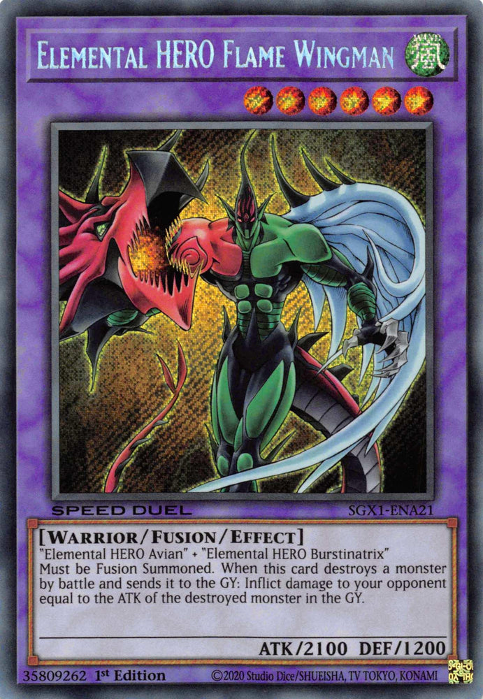 Elemental HERO Flame Wingman [SGX1-ENA21] Secret Rare (ONLINE ORDER ONLY)