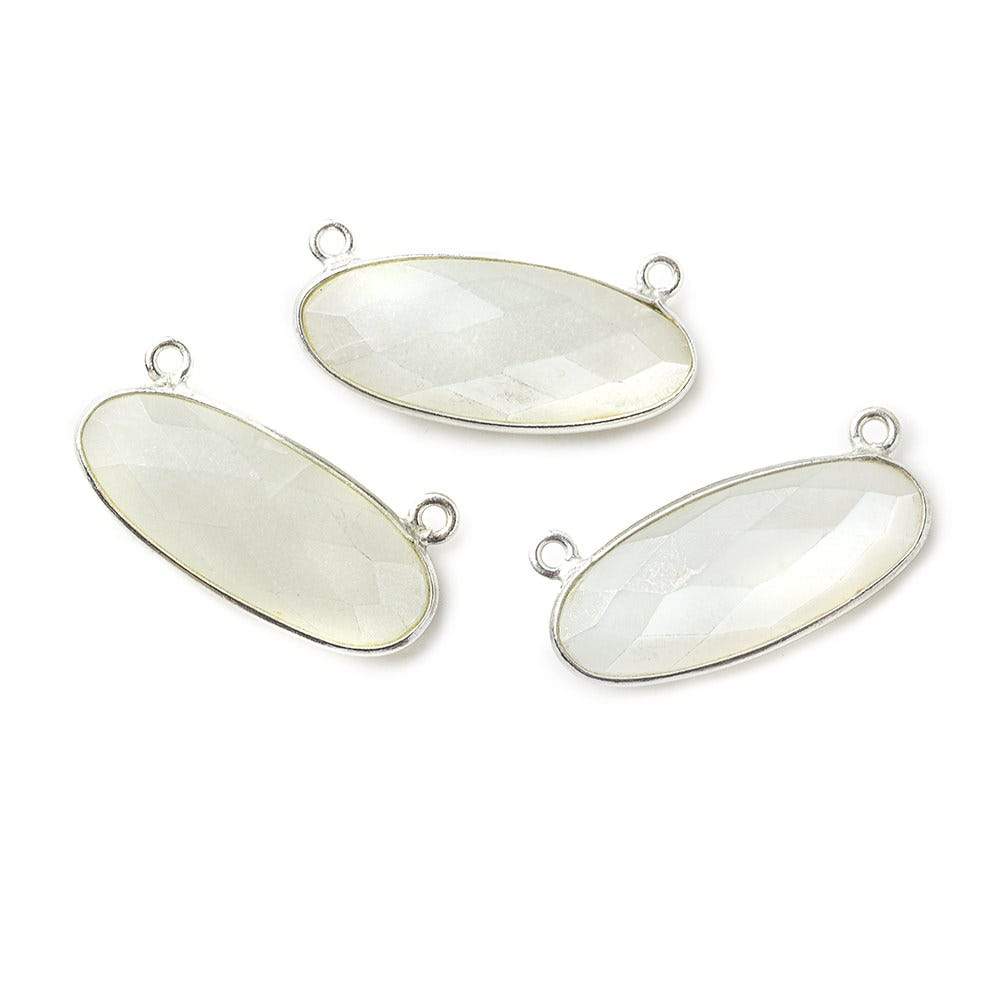 28x11.5mm Silver .925 Bezel White Moonstone Oval East West Connector 1 piece (ONLINE ORDER ONLY)