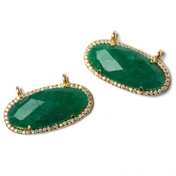 28x13mm Vermeil Bezeled CZ and Green Onyx East West Oval Pendant 1 piece (ONLINE ORDER ONLY)