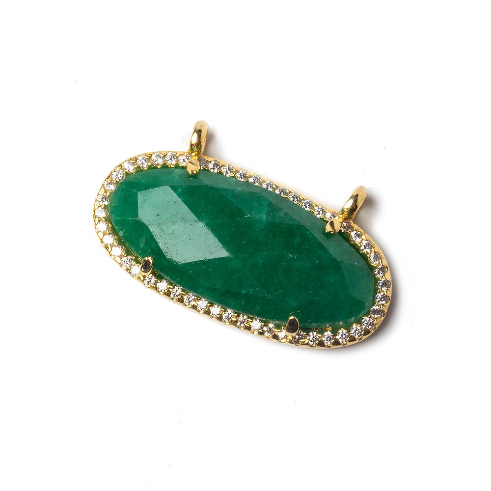 28x13mm Vermeil Bezeled CZ and Green Onyx East West Oval Pendant 1 piece (ONLINE ORDER ONLY)