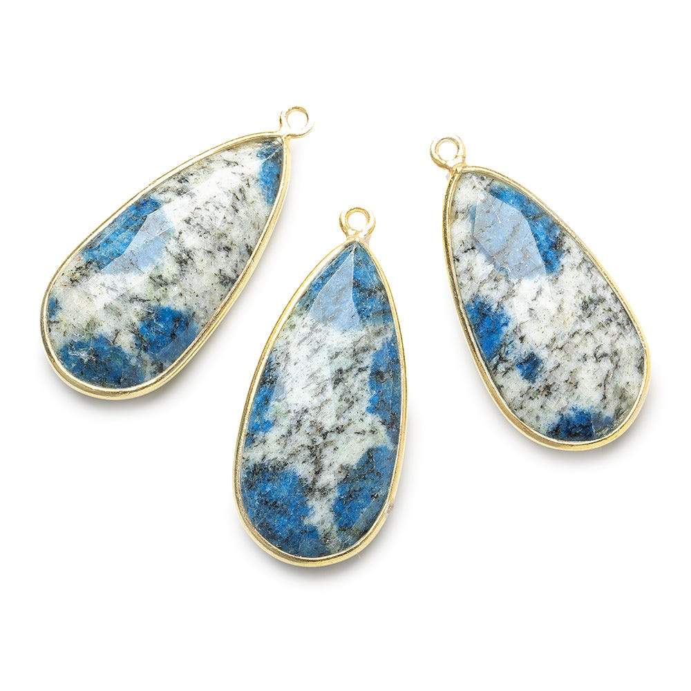28x15mm Vermeil Bezel K2 Granite & Azurite faceted Pear Pendant 1 piece (ONLINE ORDER ONLY)