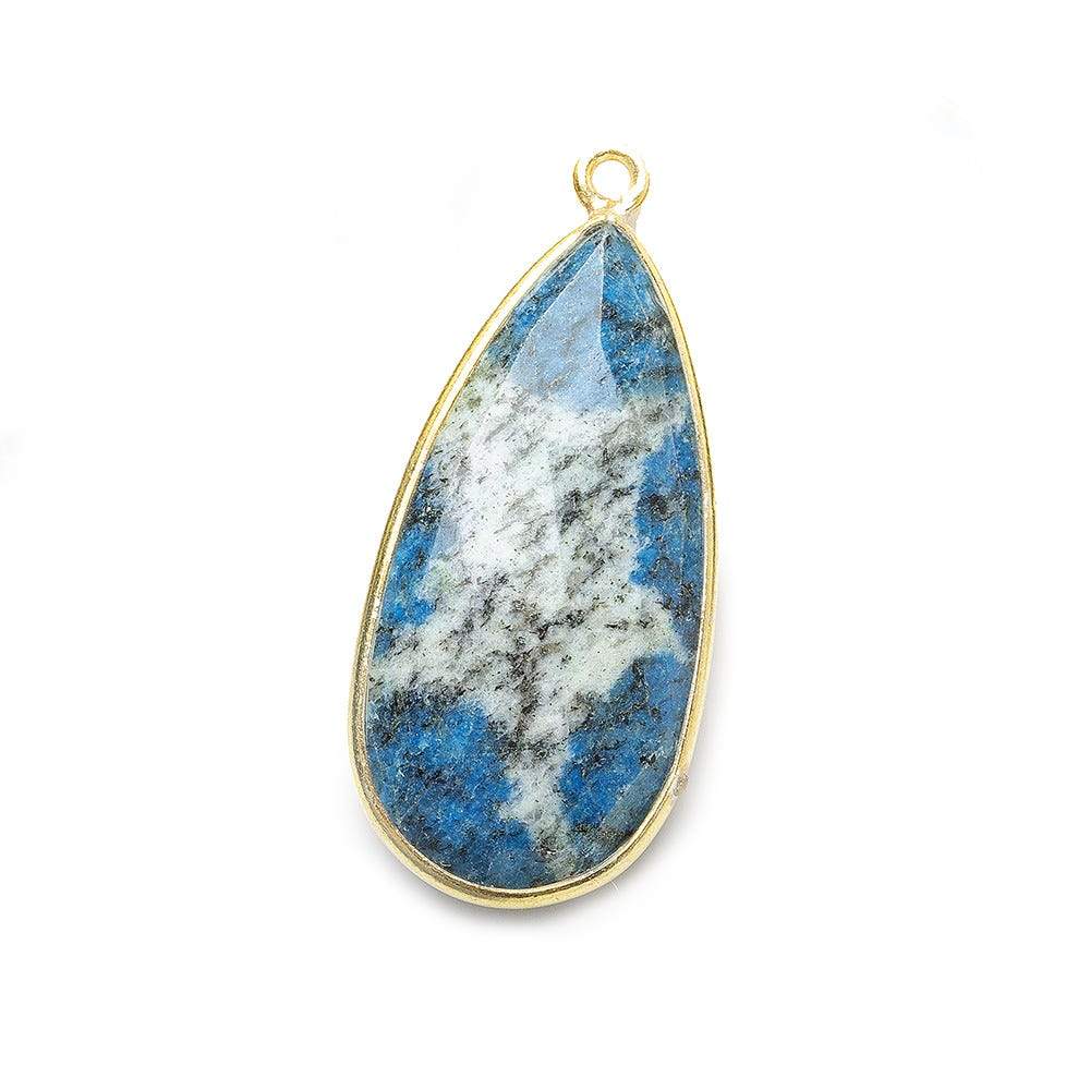 28x15mm Vermeil Bezel K2 Granite & Azurite faceted Pear Pendant 1 piece (ONLINE ORDER ONLY)