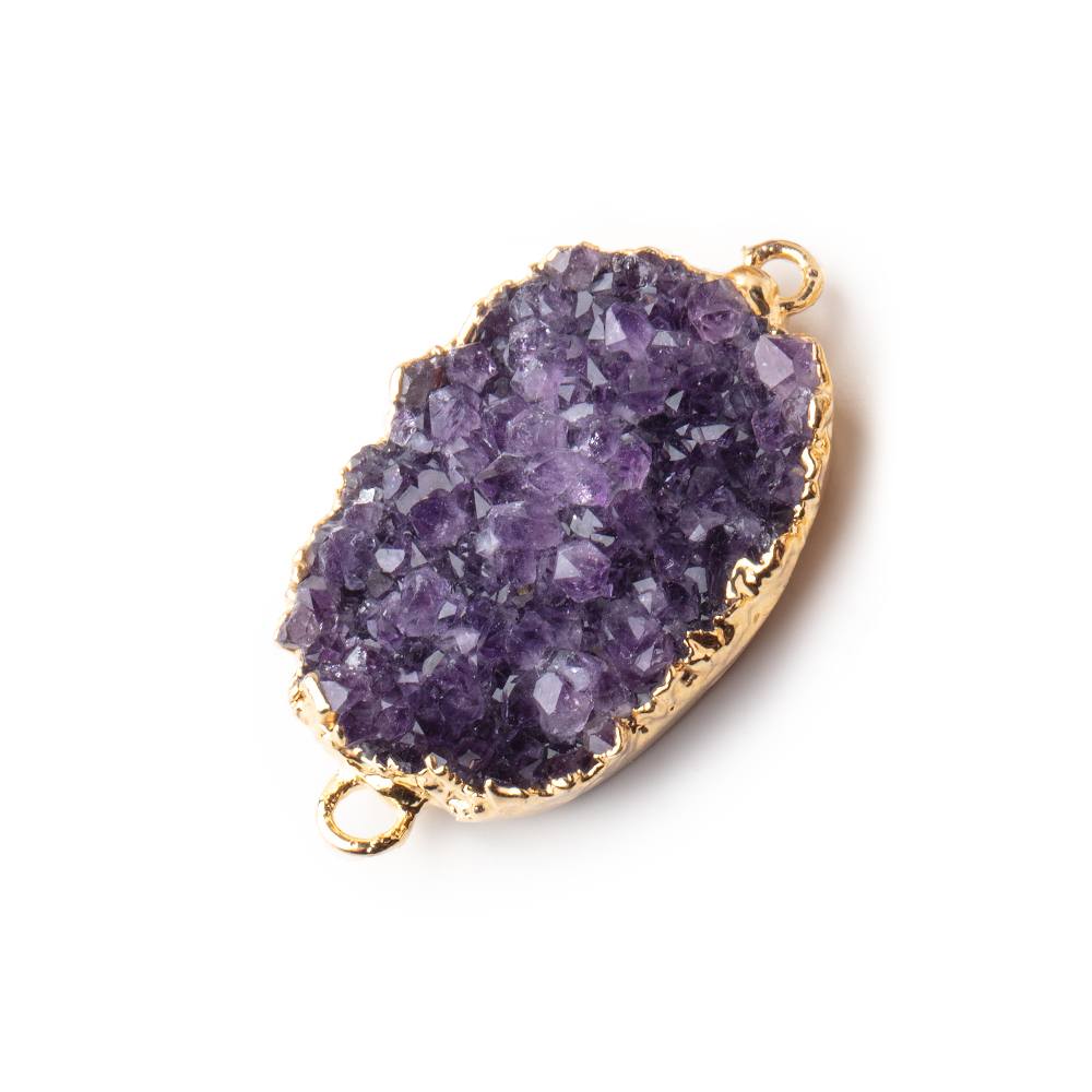 28x21x6mm Gold Leaf Amethyst Drusy Free Shape Connector 1 piece (ONLINE ORDER ONLY)