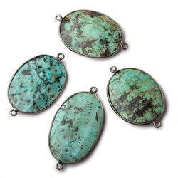 28x22mm Black Gold Bezeled African Turquoise faceted oval Focal Connector 1 piece (ONLINE ORDER ONLY)