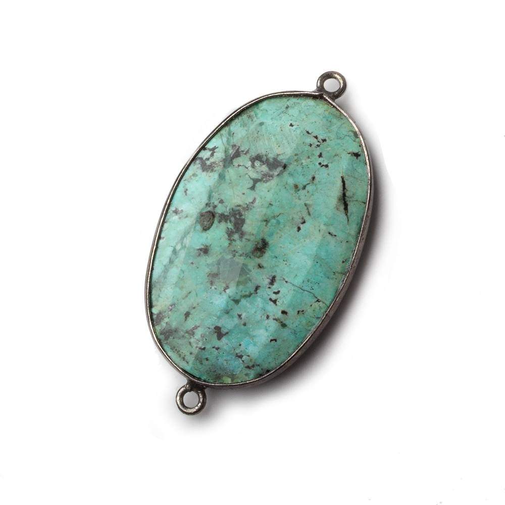 28x22mm Black Gold Bezeled African Turquoise faceted oval Focal Connector 1 piece (ONLINE ORDER ONLY)