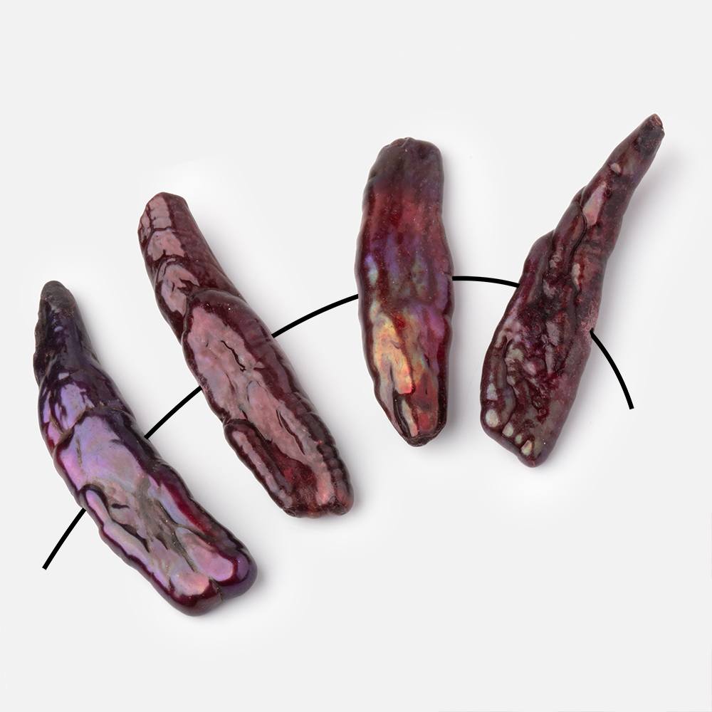 29-35mm Burgundy Side Drilled Biwa Focals Set of 4 pieces (ONLINE ORDER ONLY)
