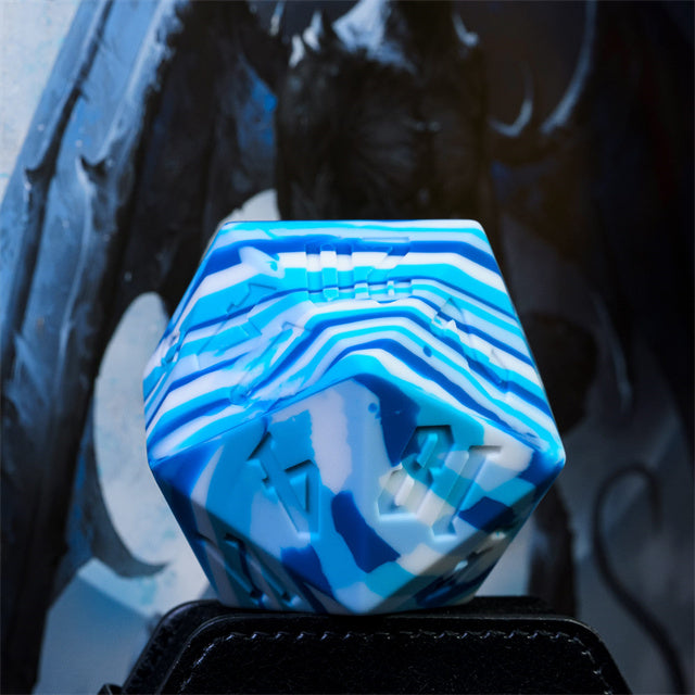 Large Arctic Blue Silicone d20 Dice 55mm | RPG Dice Novelty Piece (Online Only)
