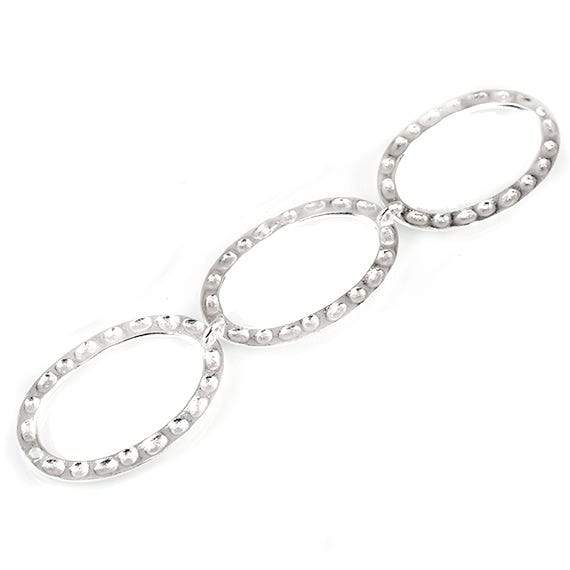 29x19mm Sterling Silver plated Copper Hammered Oval Beads 3 pieces*DISCONTINUED* (ONLINE ORDER ONLY)
