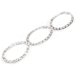 29x19mm Sterling Silver plated Copper Hammered Oval Beads 3 pieces*DISCONTINUED* (ONLINE ORDER ONLY)