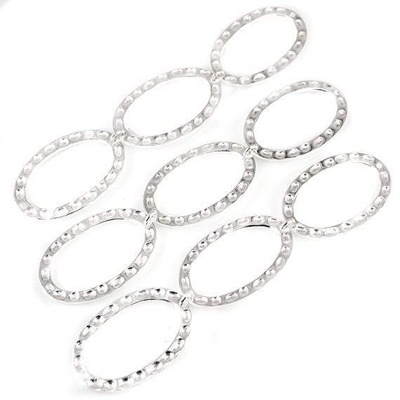 29x19mm Sterling Silver plated Copper Hammered Oval Beads 3 pieces*DISCONTINUED* (ONLINE ORDER ONLY)