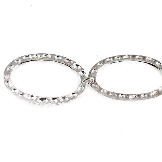 29x19mm Sterling Silver plated Copper Hammered Oval Beads 3 pieces*DISCONTINUED* (ONLINE ORDER ONLY)