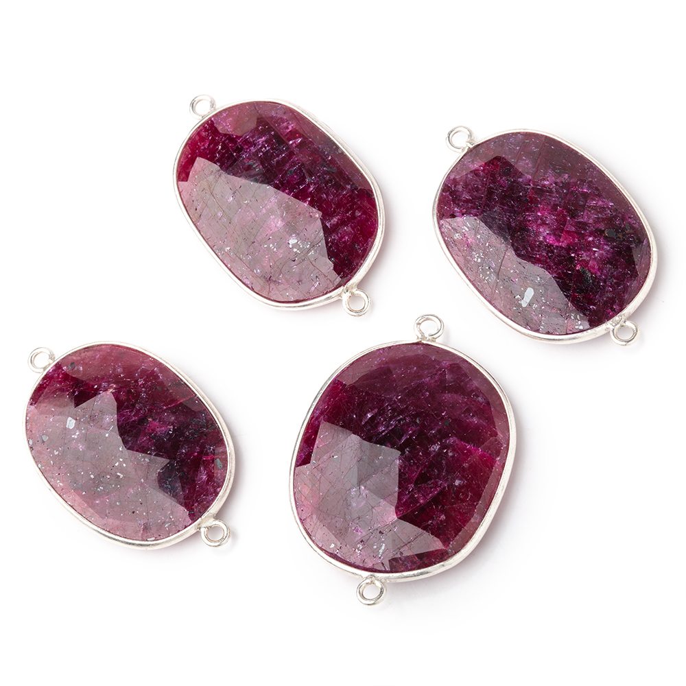 29x21-31x22mm Sterling Silver Bezel Ruby Faceted Nugget Connector 1 piece (ONLINE ORDER ONLY)