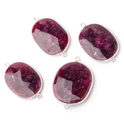 29x21-31x22mm Sterling Silver Bezel Ruby Faceted Nugget Connector 1 piece (ONLINE ORDER ONLY)