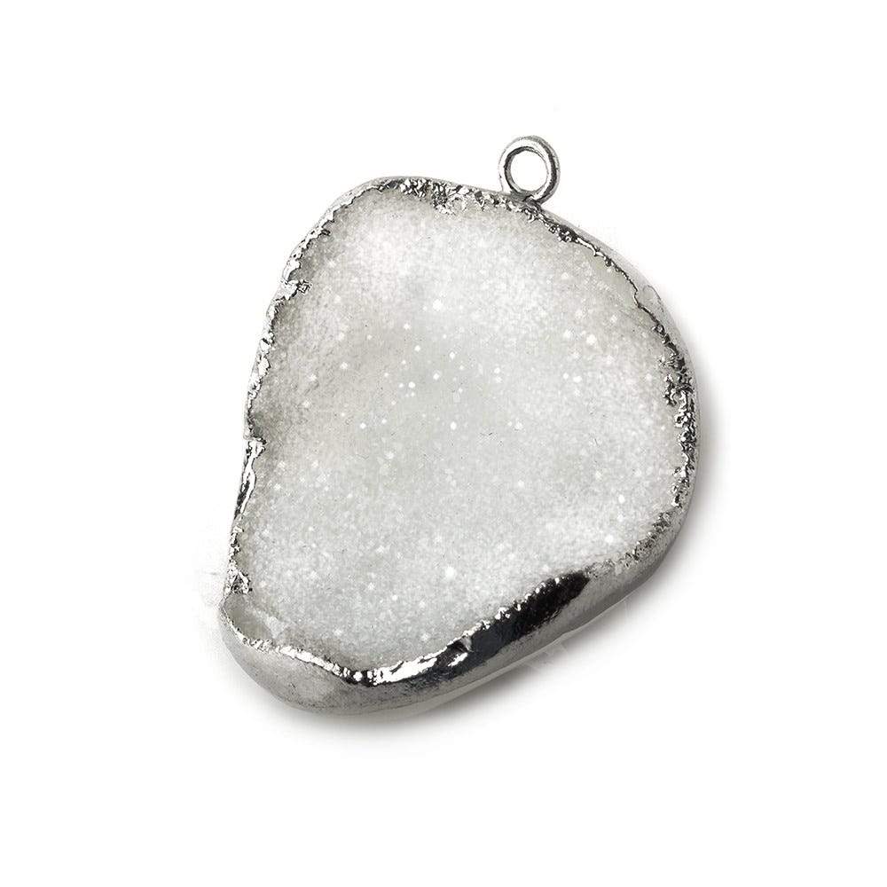 29x24x11mm Silver Leaf White Agate Drusy Concave Pendant (ONLINE ORDER ONLY)