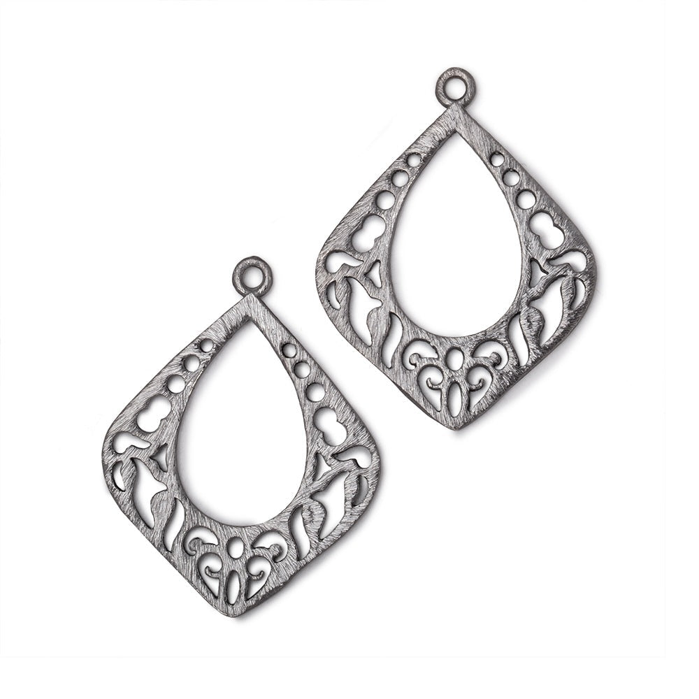 29x25mm Brushed Filigree Diamond Charm Set of 2 pieces (ONLINE ORDER ONLY)