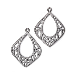 29x25mm Brushed Filigree Diamond Charm Set of 2 pieces (ONLINE ORDER ONLY)