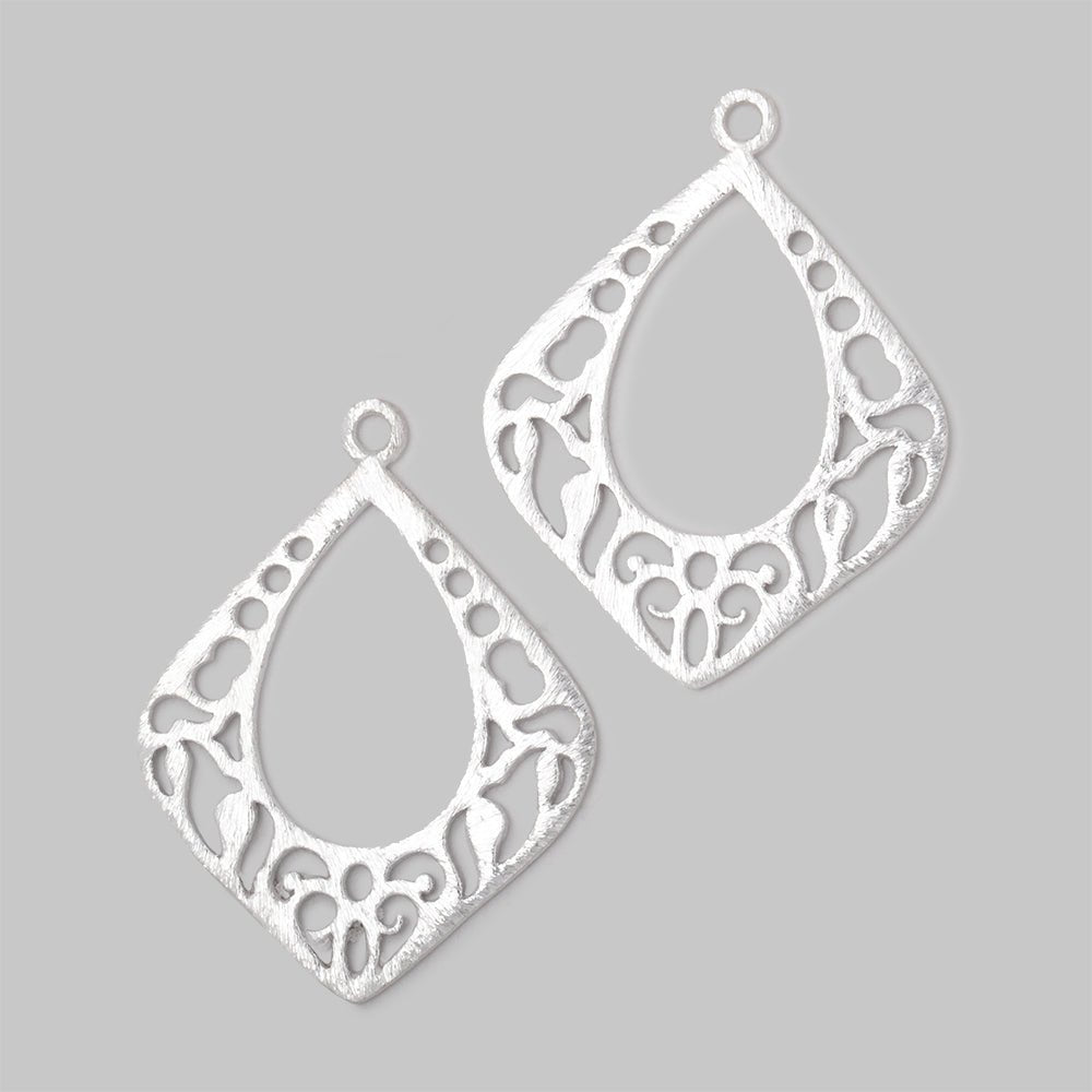 29x25mm Brushed Filigree Diamond Charm Set of 2 pieces (ONLINE ORDER ONLY)