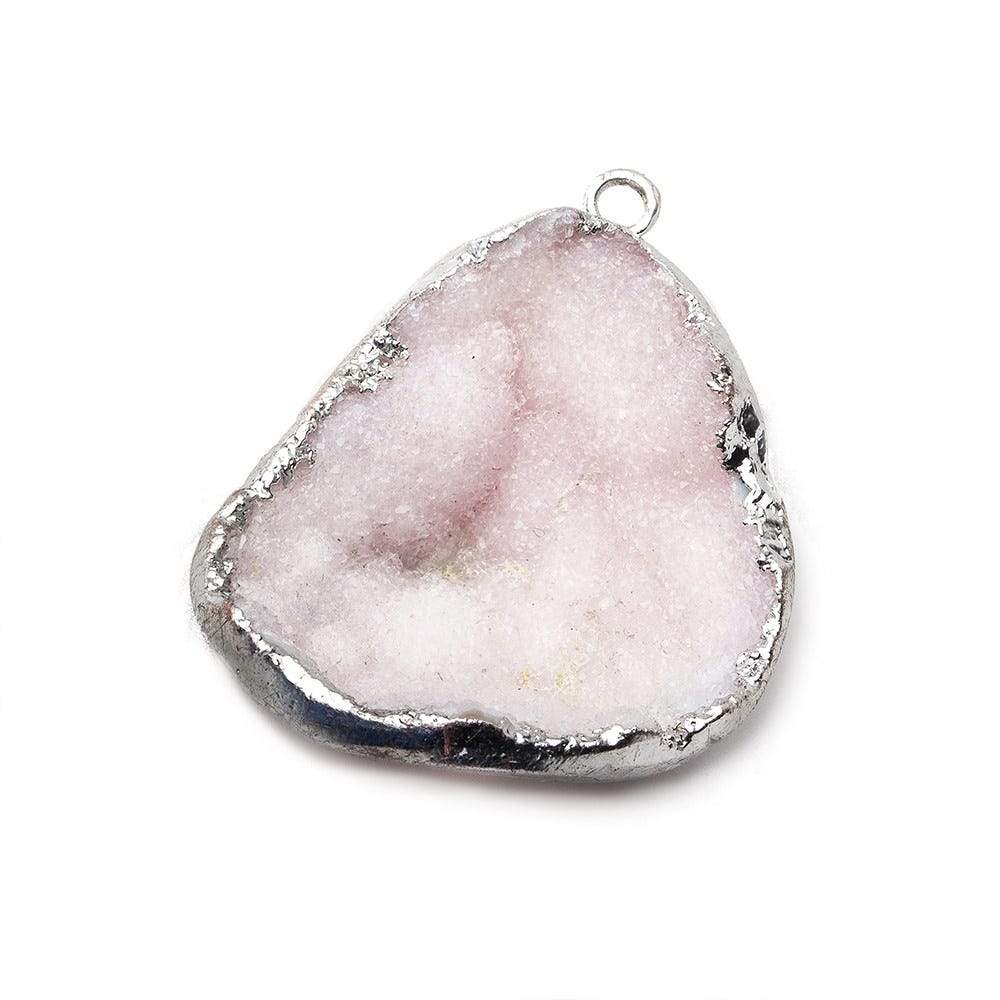 29x25x12mm Silver Leafed Soft Pink Agate Drusy Pendant 1 Focal Bead (ONLINE ORDER ONLY)