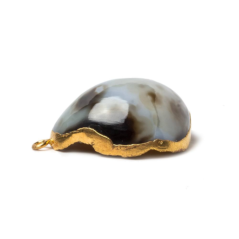 29x26x13mm Gold Leafed Smoky Brown Concave Drusy Focal Pendant 1 piece (ONLINE ORDER ONLY)