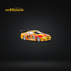 Fast Speed Nissan Skyline GT-R R34 Z-Tune Yellow-Red Livery 1:64