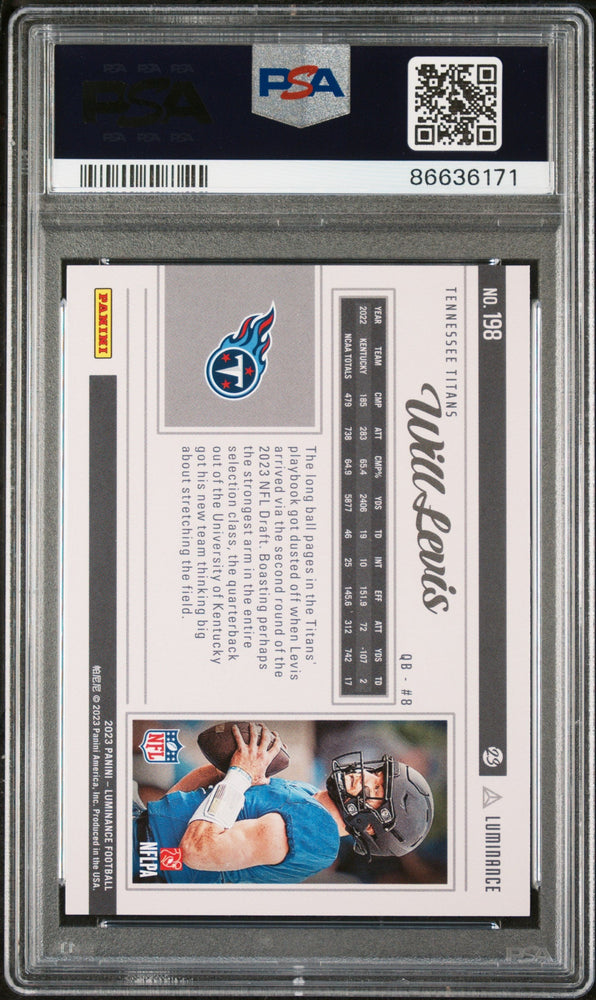 2023 PANINI LUMINANCE WILL LEVIS  #198 - PSA 10 ROOKIE CARD (Online Order Only)