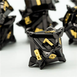 Black w/Gold Pinwheel Strengthened Metal 7-Dice Set | Metal DND Dice (Online Only)