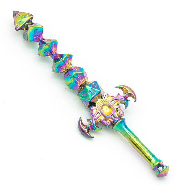 Dice Sword Rainbow 46mm x 9mm Trinket Novelty (Online Only)