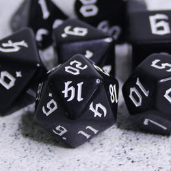 Economy Black Dice (White font) 7-Dice Set RPG DND (Online Only)