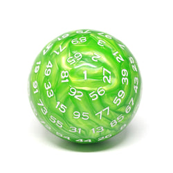 Green Pearl Single 100 Sided Polyhedral Dice (D100) | Green White (45mm) (Online Only)