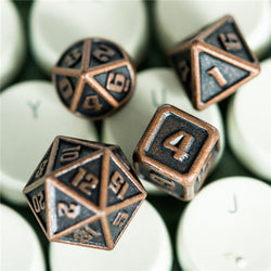 Copper Mini Metal Dice Ancient Effect | (10mm to 15mm) 7-Dice Udixi RPG (Online Only)