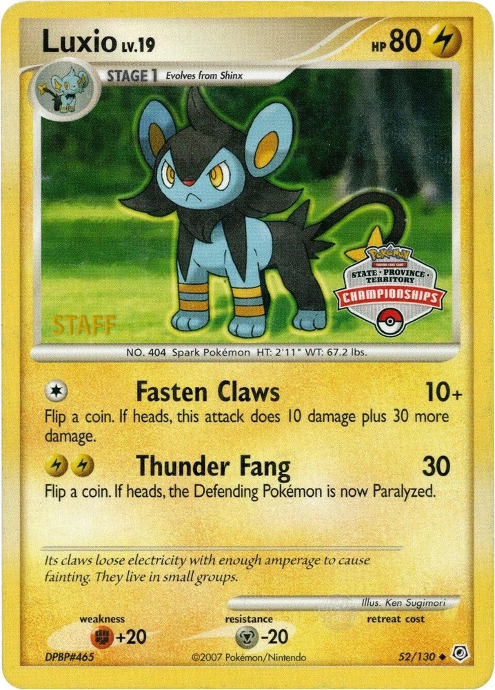 Luxio (52/130) (State Championship Staff Promo) [Diamond & Pearl: Base Set] (Online Only)