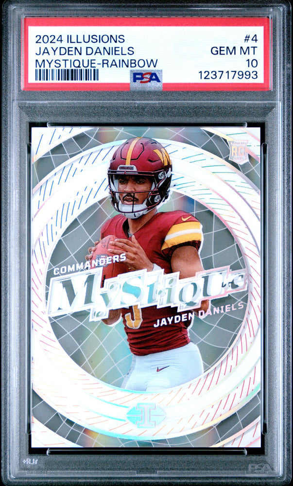 Graded 2024 Panini Illusions Jayden Daniels #4 Mystique Rainbow Rookie RC Football Card PSA 10 Gem Mint