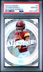 Graded 2024 Panini Illusions Jayden Daniels #4 Mystique Rainbow Rookie RC Football Card PSA 10 Gem Mint