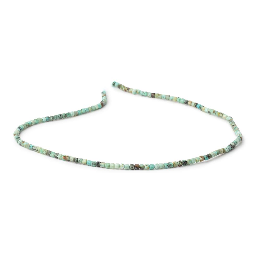 2mm African Turquoise Micro Faceted Cube 12.5 inch 140 Beads (ONLINE ORDER ONLY)