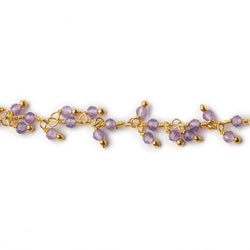 2mm Amethyst micro faceted round Gold plated Dangling Chain by the foot (ONLINE ORDER ONLY)
