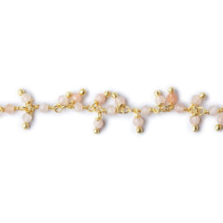 2mm Angel Skin Peach Moonstone micro faceted round Gold Dangling Chain by the foot (ONLINE ORDER ONLY)
