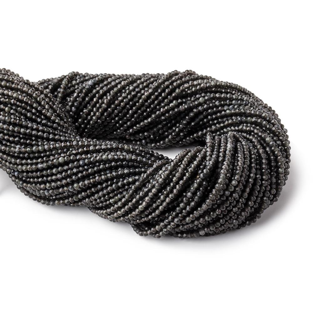 2mm Dark Platinum Grey Moonstone Micro Faceted round beads 13 inch 175 pieces A (ONLINE ORDER ONLY)