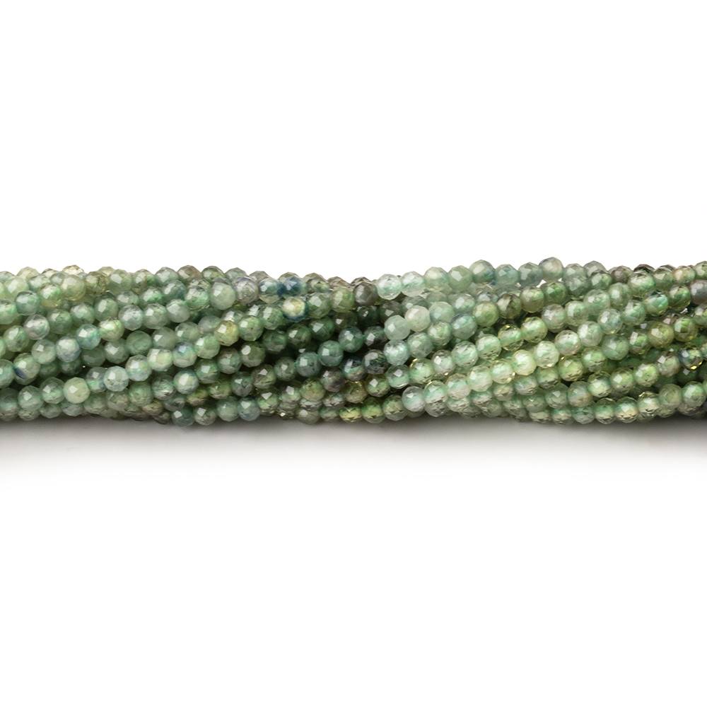 2mm Green Sapphire Micro Faceted Round Beads 12.5 inch 180 pieces (ONLINE ORDER ONLY)