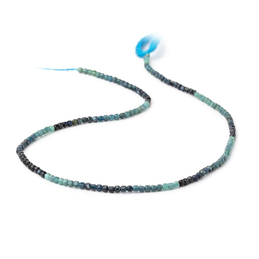 2mm Indicolite Tourmaline Micro Faceted Cube Beads 12.75 inch 150 pieces AA (ONLINE ORDER ONLY)